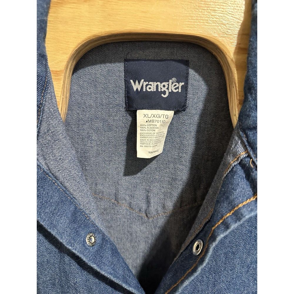 Wrangler Denim Western Work Shirt Mens (XL) Long Sleeve Pearl Snap Cowboy - Picture 4 of 4
